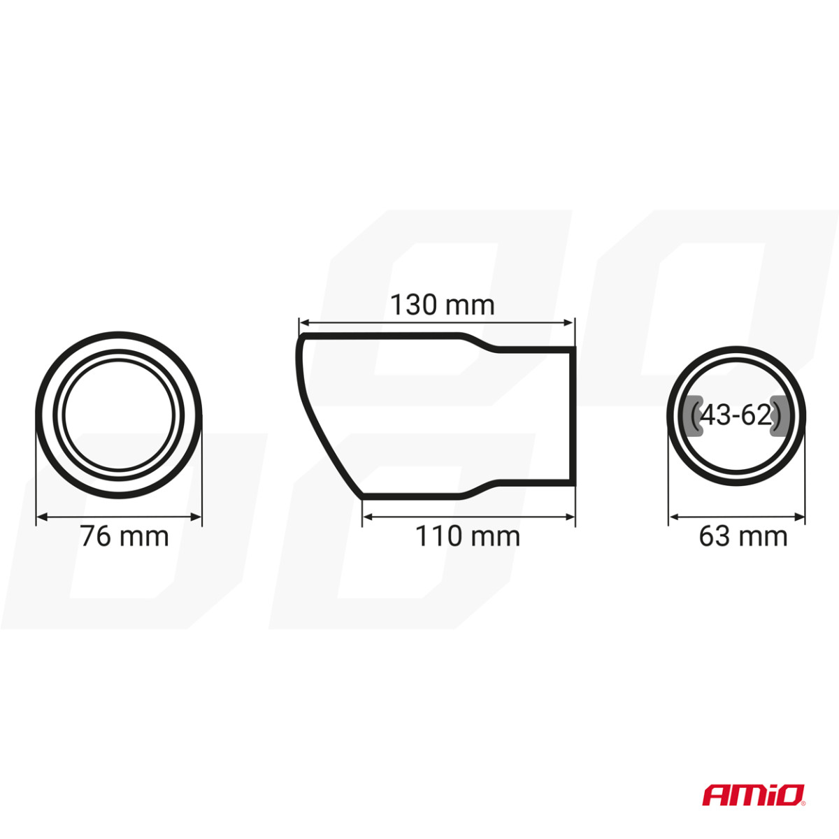 Muffler tip, stainless steel, green, AMiO-04071
