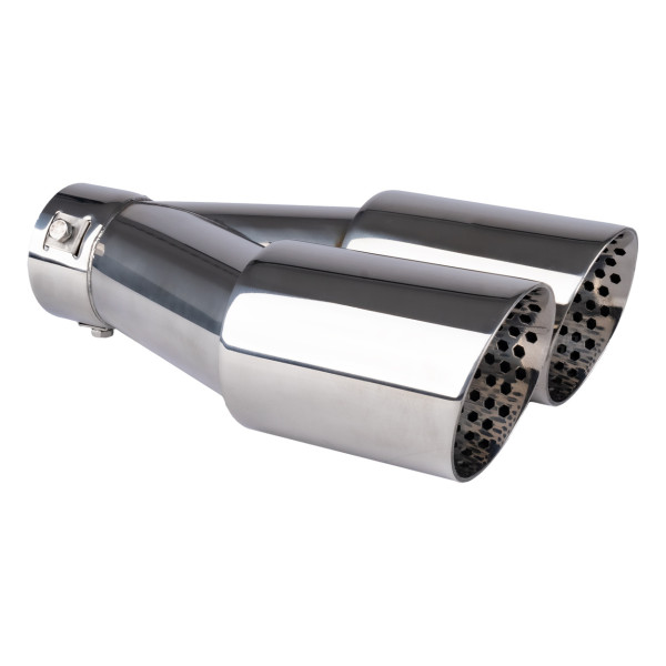 Muffler tip, stainless steel, double, chrome-plated AMiO-04062