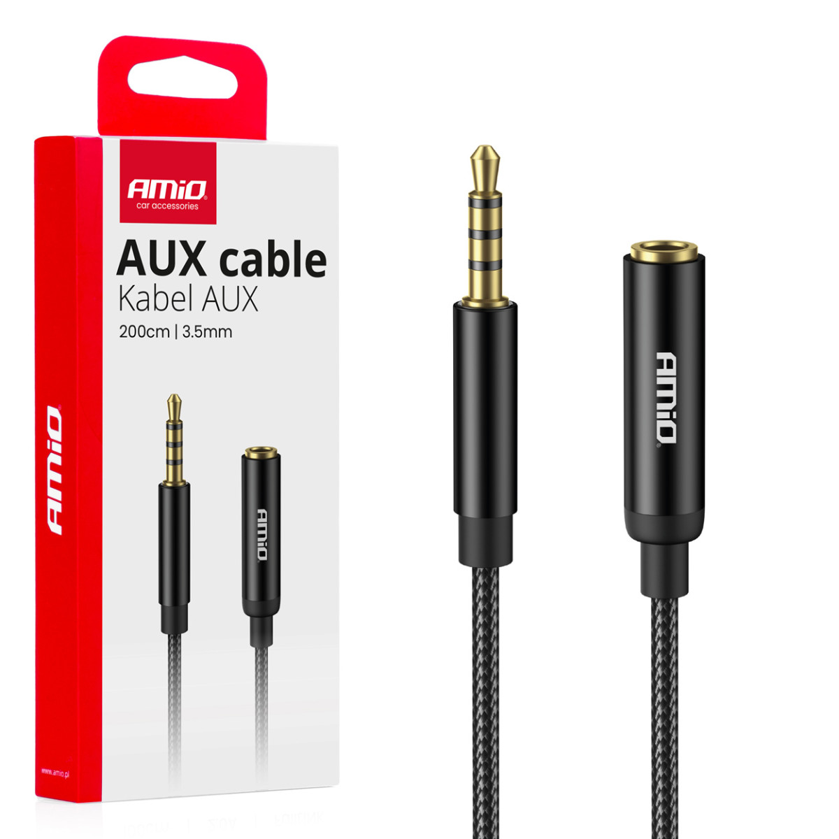 AUX 3.5 mm extension cable 2 m – male to female, AMIO-04296