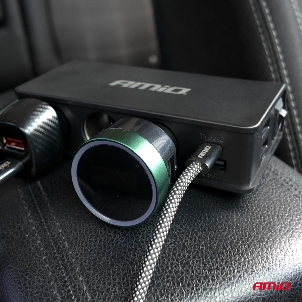 Socket splitter 12/24V with 3x USB-A, USB-C, QC3.0, PD3.0 148W AMIO-04836