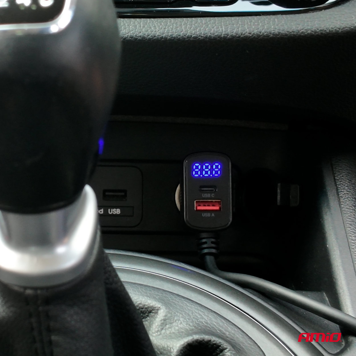 Socket splitter 12/24V with 3x USB-A, USB-C, QC3.0, PD3.0 148W AMIO-04836