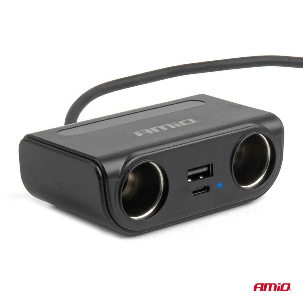 Socket splitter 12/24V with USB-C USB-A QC3.0 PD3.0 120W AMIO-04837