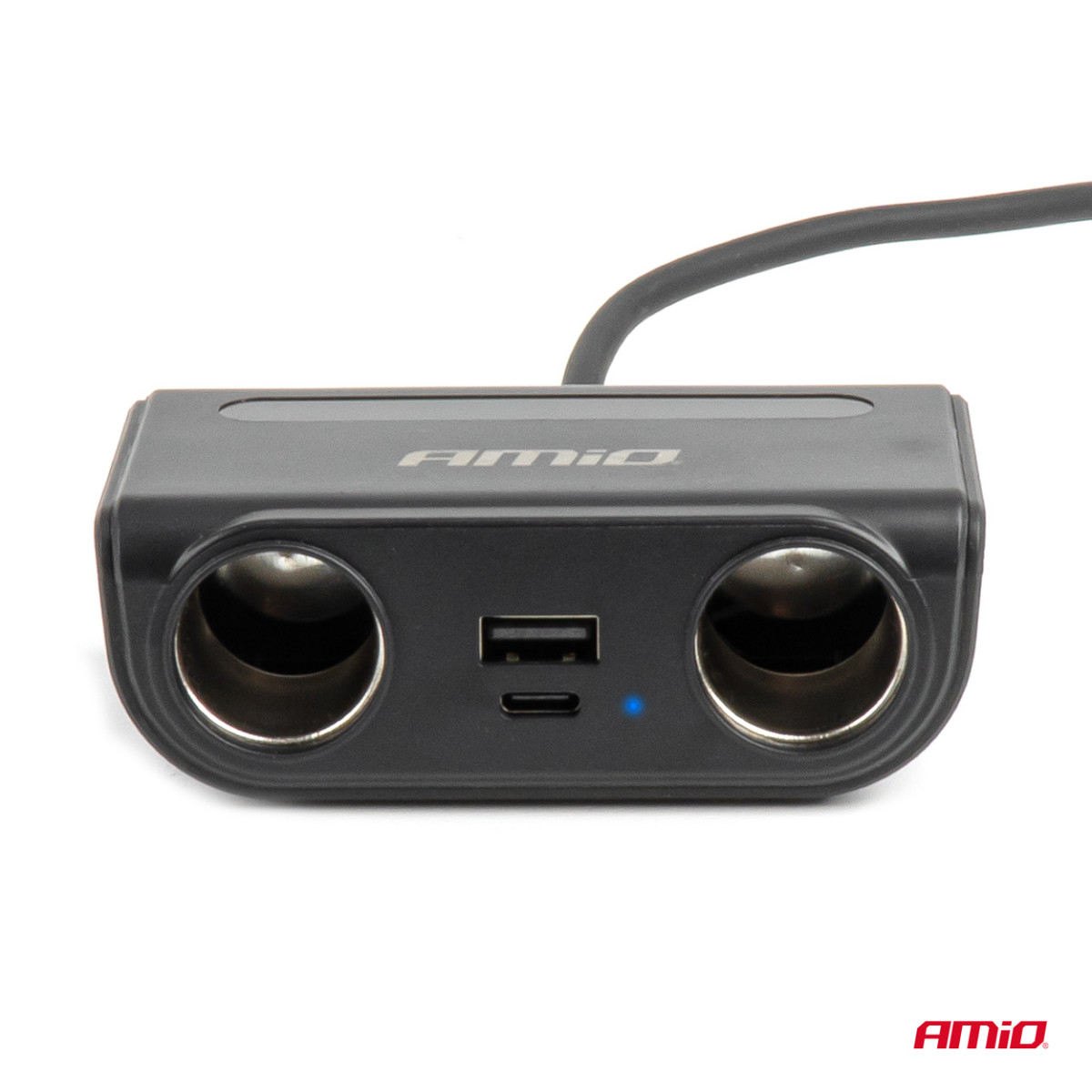 Socket splitter 12/24V with USB-C USB-A QC3.0 PD3.0 120W AMIO-04837