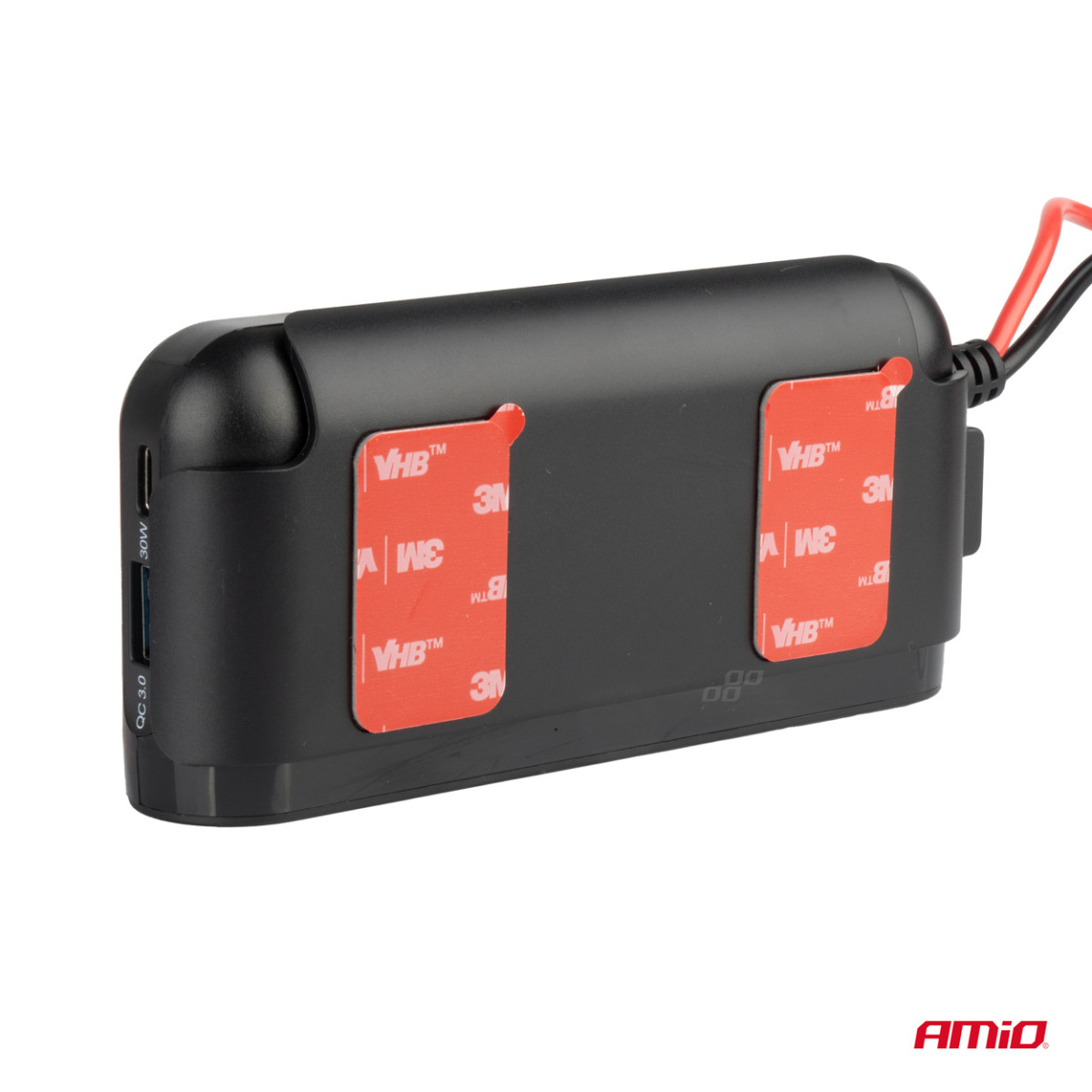 Extension socket with voltmeter, USB and USB-C 12-24 V, AMIO-03782