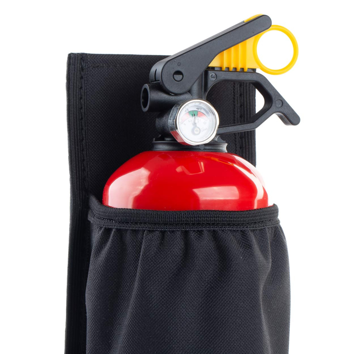 Fire extinguisher holder, with adhesive tape, black AMIO-02867
