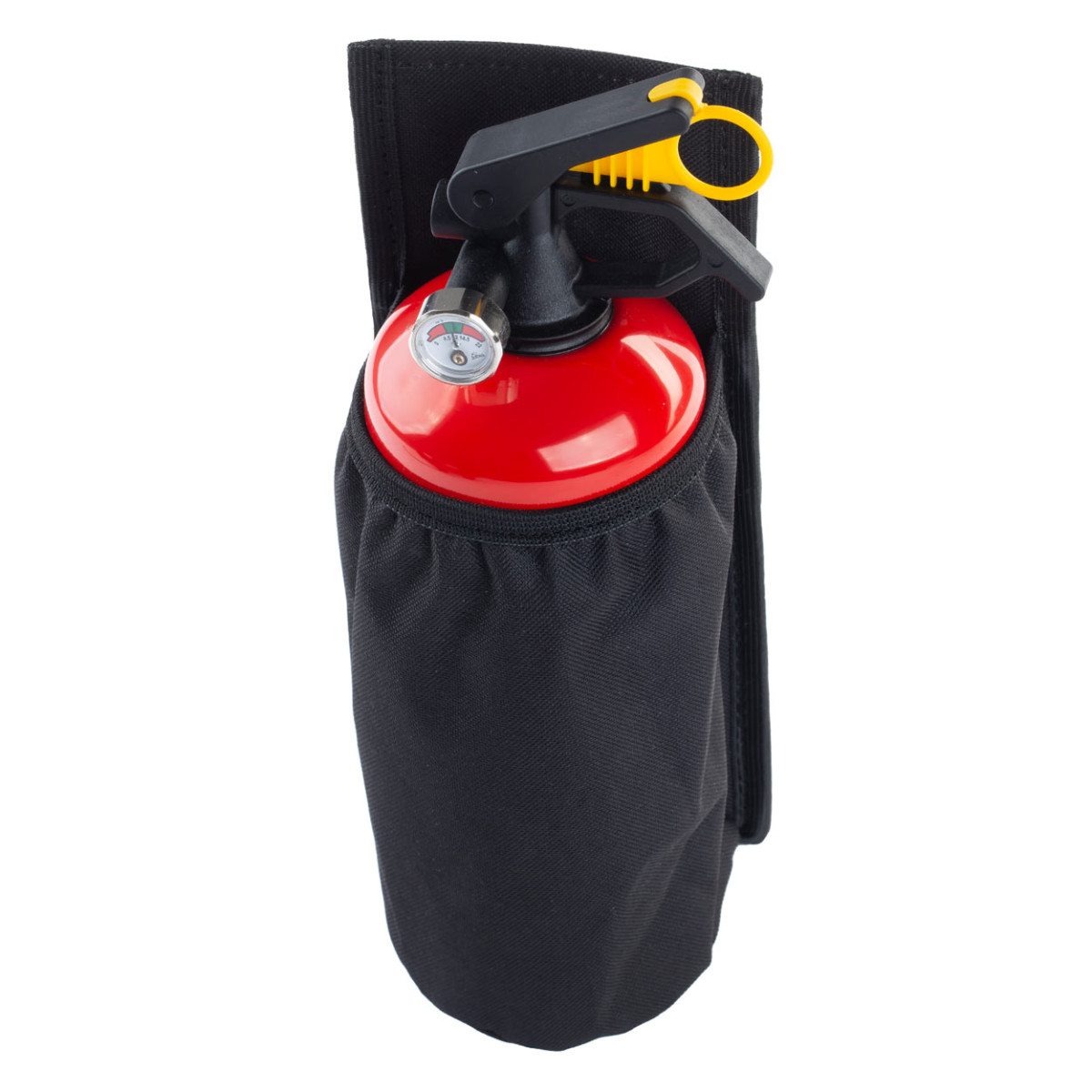 Fire extinguisher holder, with adhesive tape, black AMIO-02867