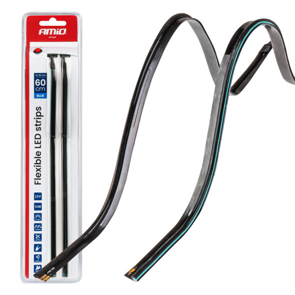 Flexible side COB LED strips 2x30 cm 12V, blue