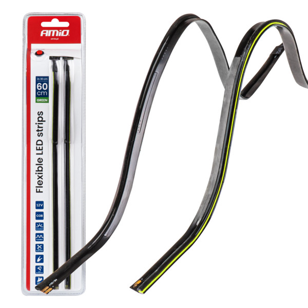 Flexible side COB LED strips 2x30 cm 12V, green