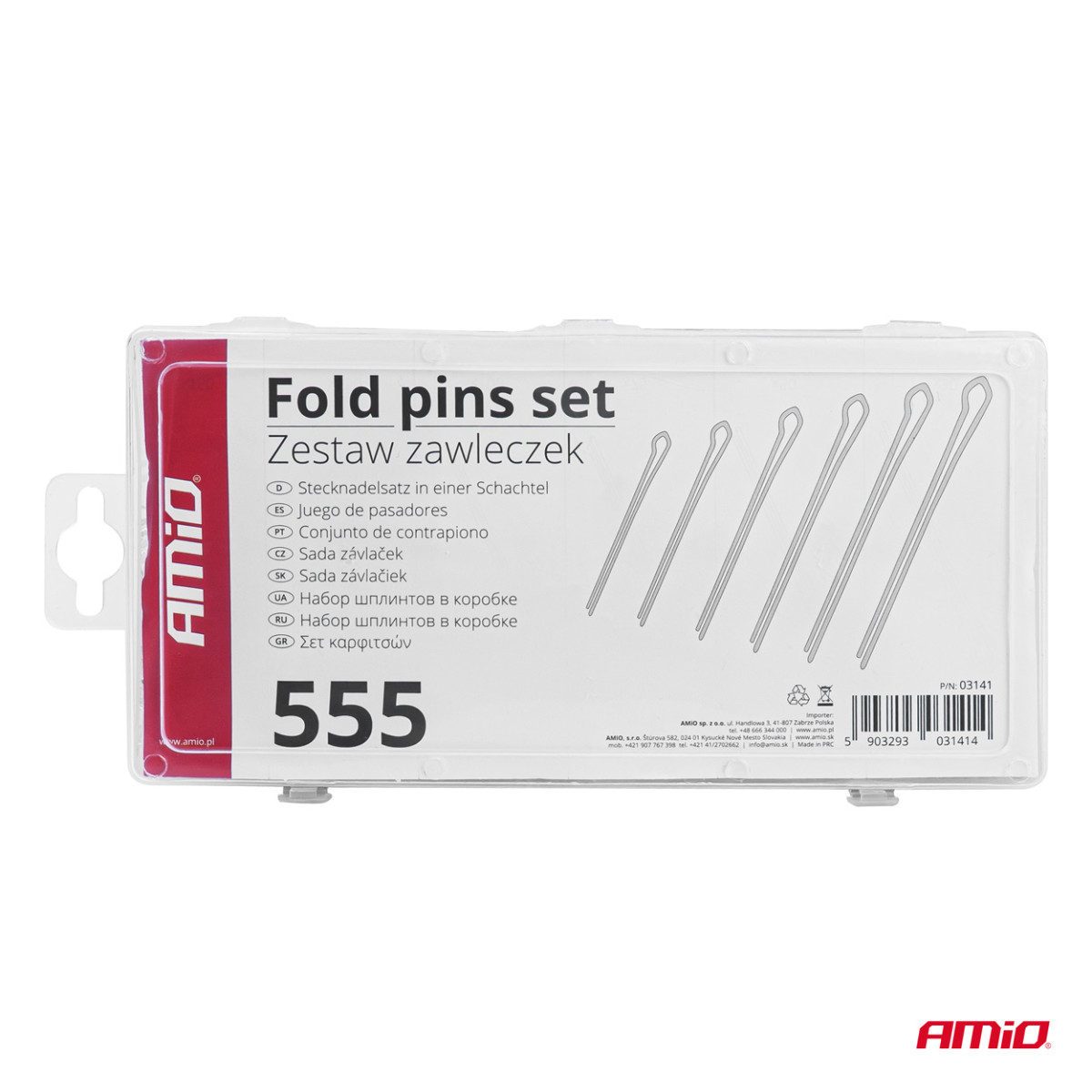 Set of locking pins, 555 pcs., AMIO-03141
