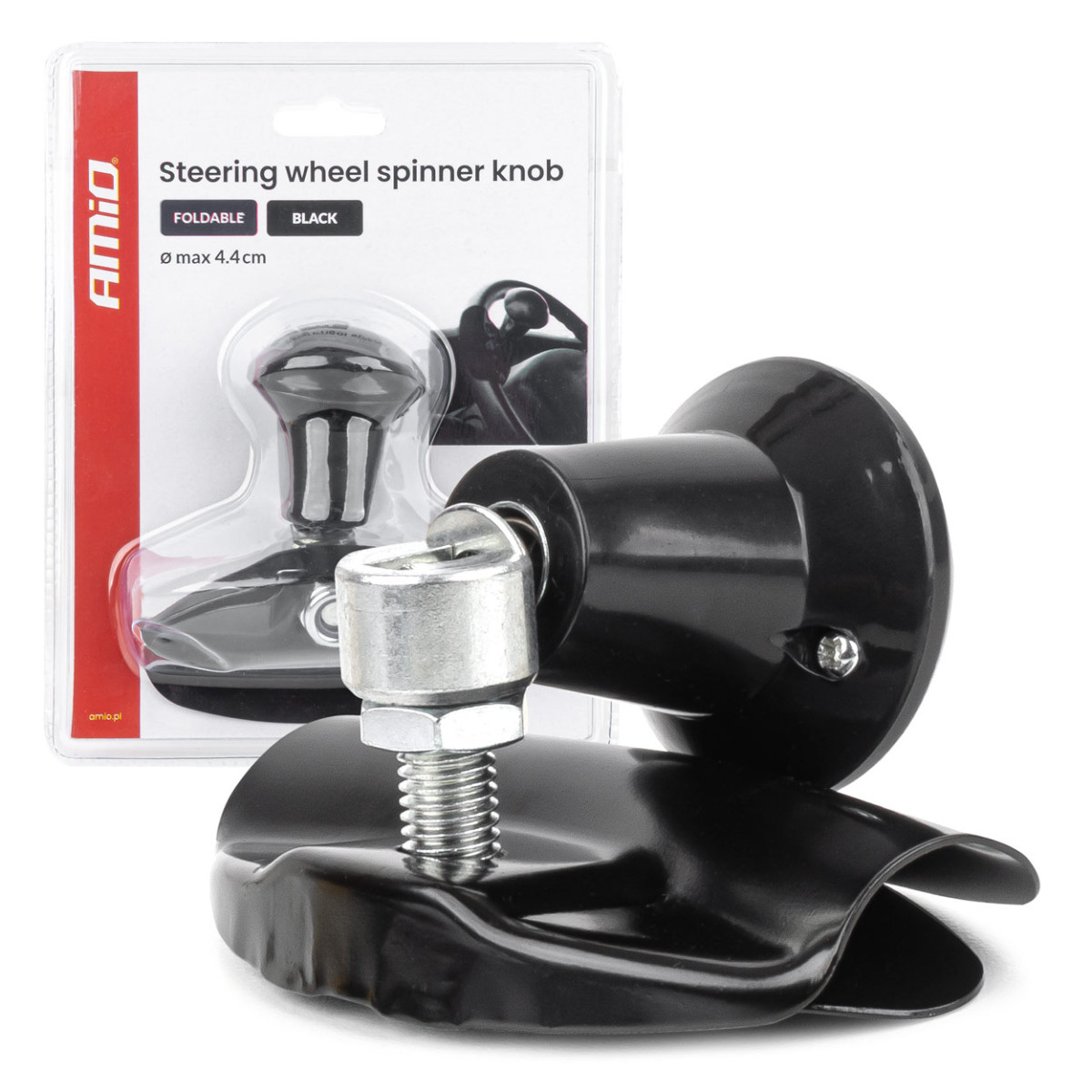 Folding steering wheel knob, black, AMIO-04973
