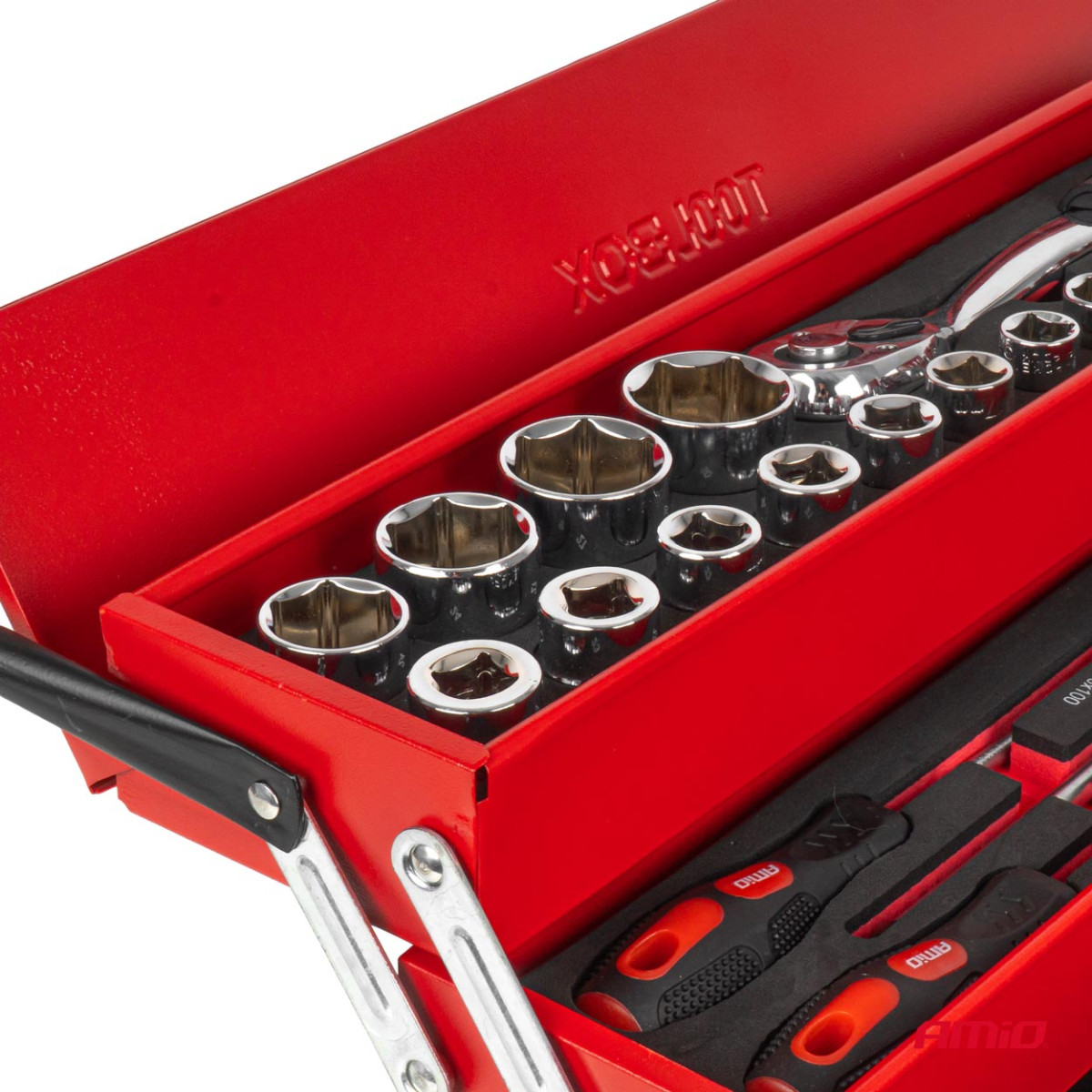 Folding toolbox with CrV tools, 86 pcs., 460x200x200 mm, AMIO-04984