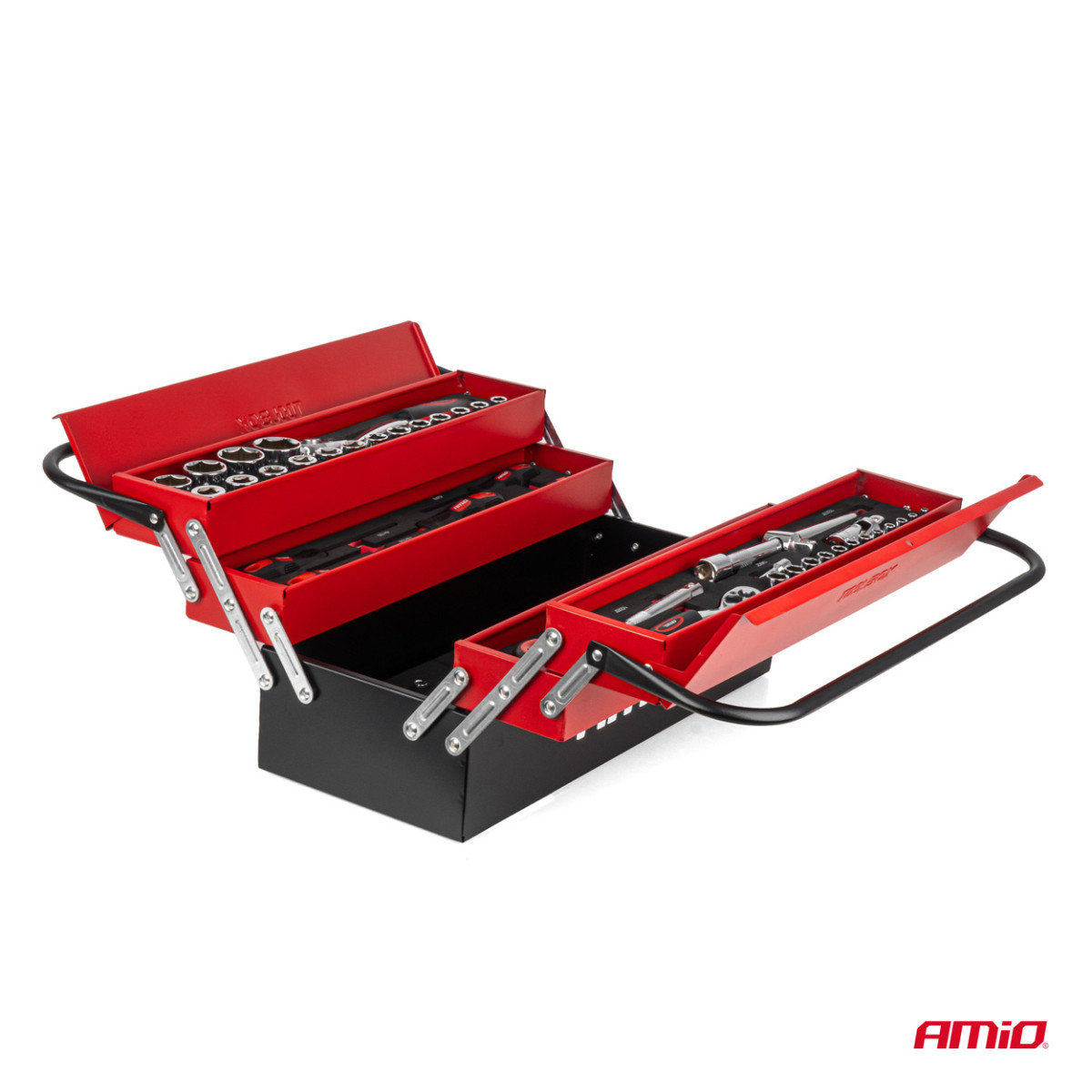 Folding toolbox with CrV tools, 86 pcs., 460x200x200 mm, AMIO-04984