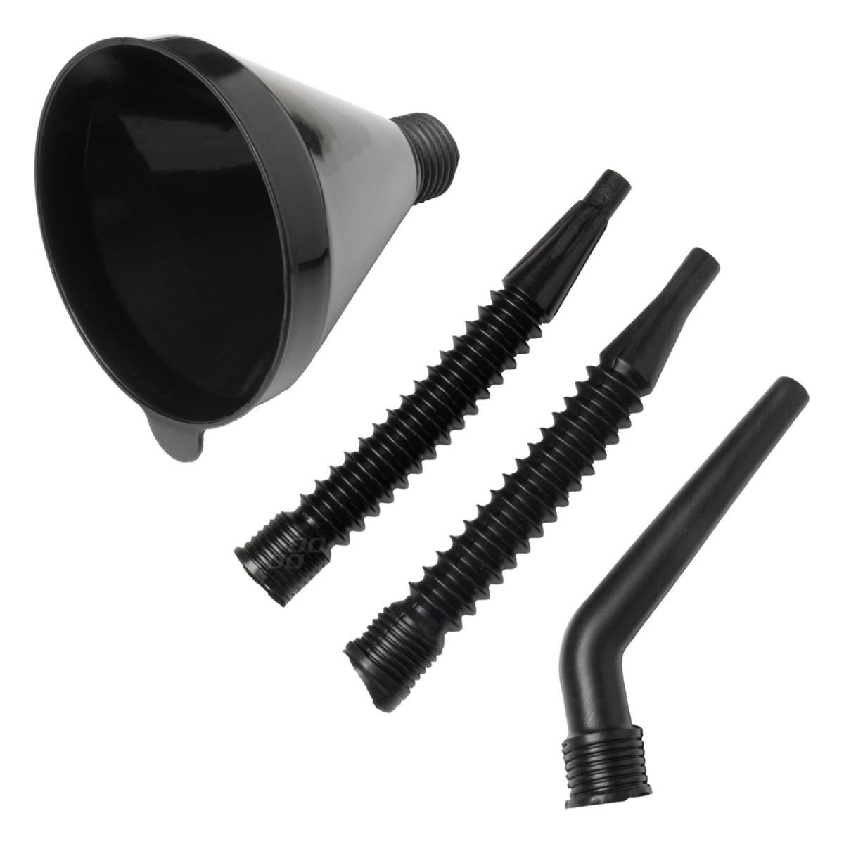 Universal black fuel and liquid funnel with strainer, 4 parts (straight) AMIO-02007