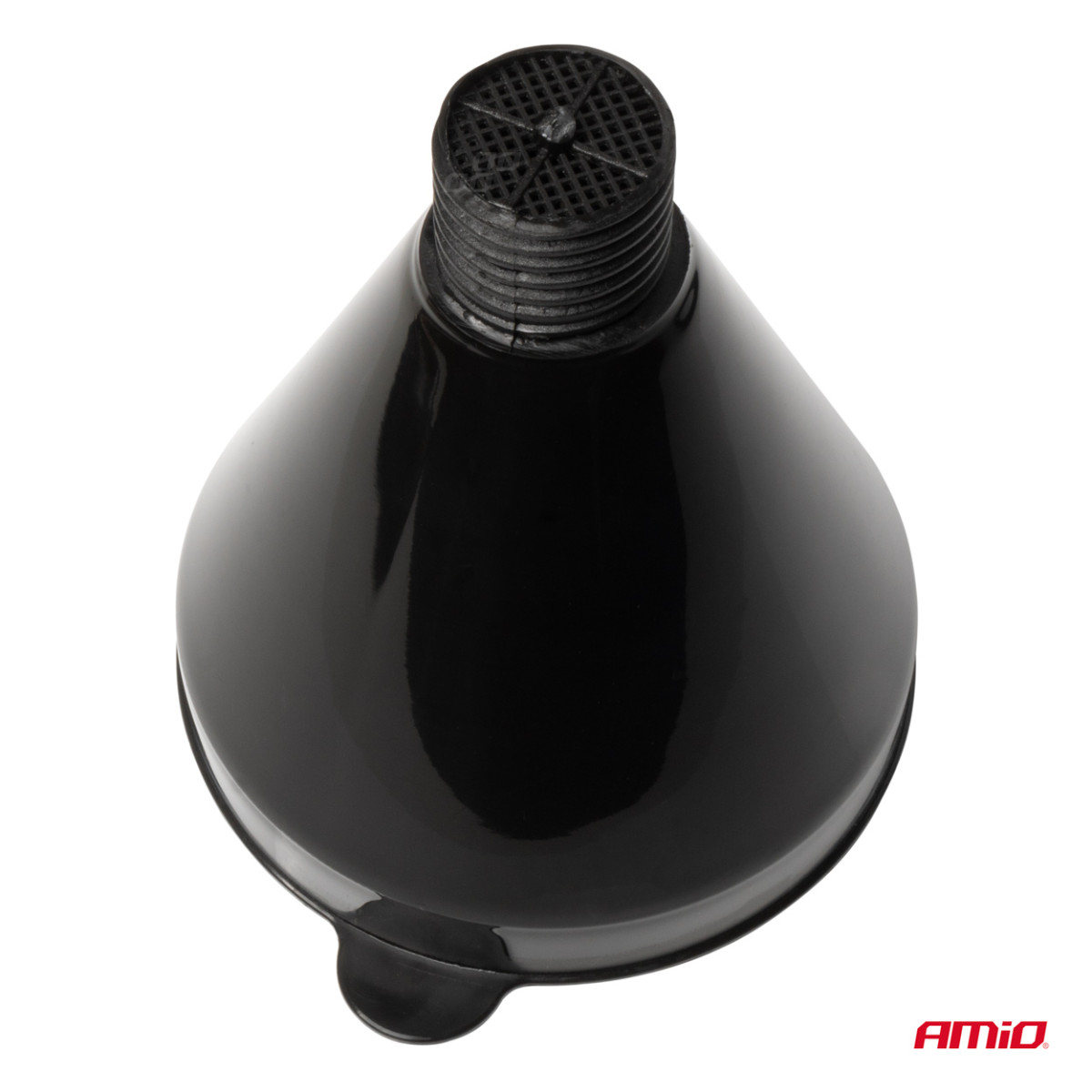 Universal black fuel and liquid funnel with strainer, 4 parts (straight) AMIO-02007