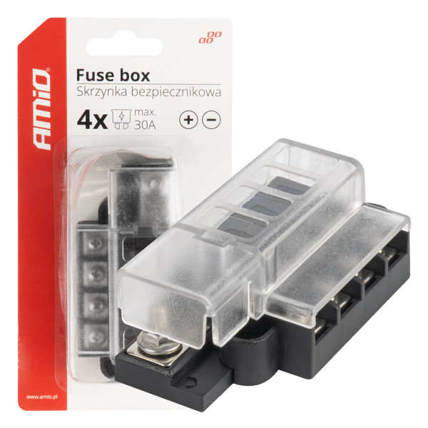 Fuse box, 4-slot with screw terminals AMIO-03835