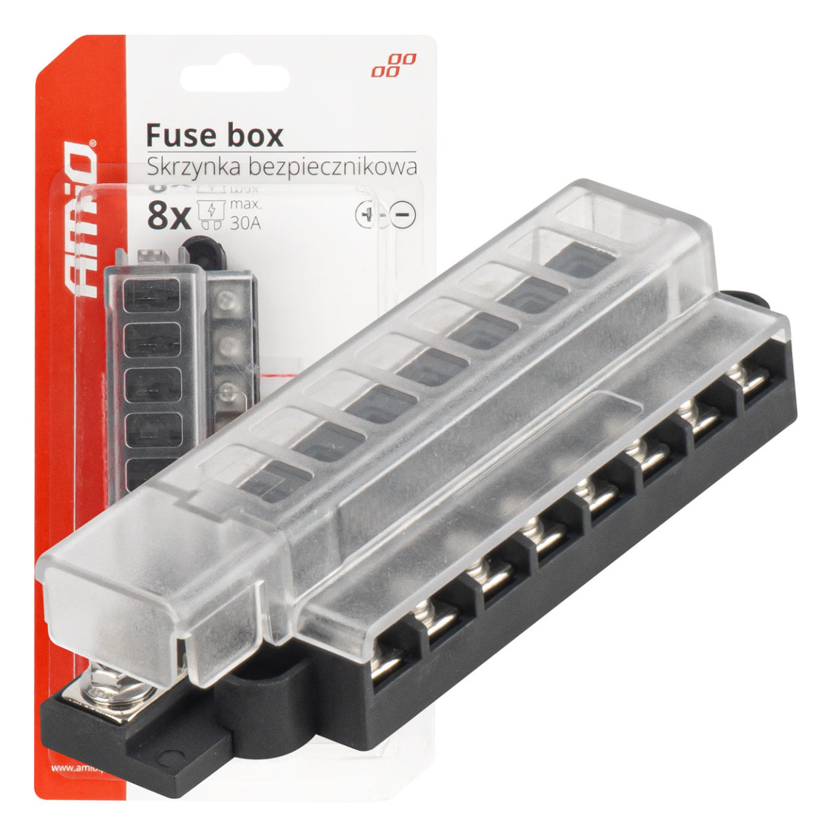 Fuse box, 8-slot with screw terminals AMIO-03837