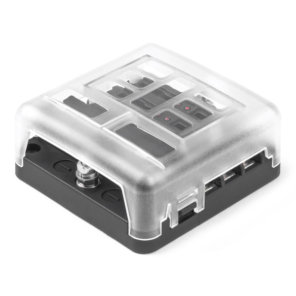 Fuse box, 6 sockets with LED and negative terminal AMIO-03038