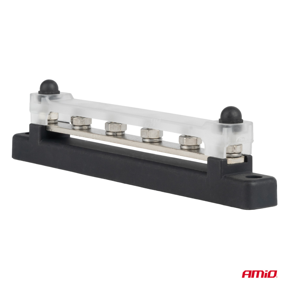 Negative pole power distribution block with 4 M6 screws, Bus Bar 12/24/48V 150A, AMIO-03808