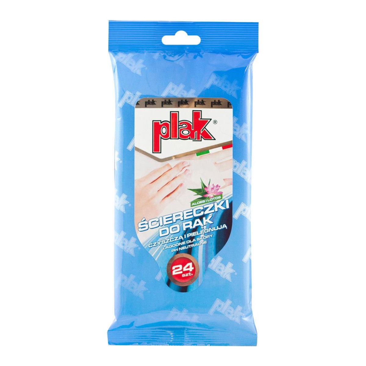 PLAK hand wipes, 24 pcs., aloe vera and lotus scent