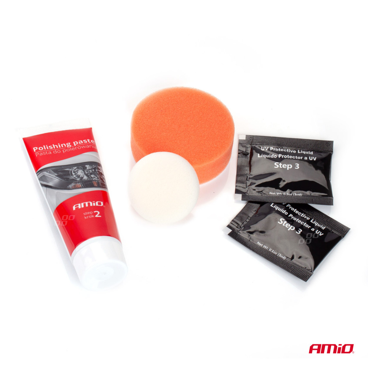 Headlight restoration kit, manual polishing AMIO-02892