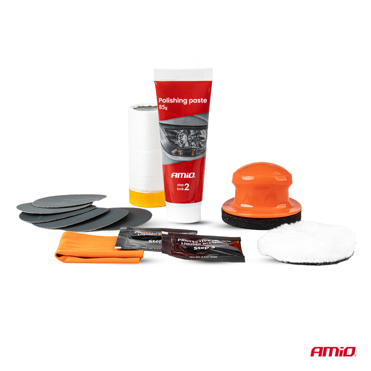 Manual headlight polishing kit + UV protection AMIO-04793