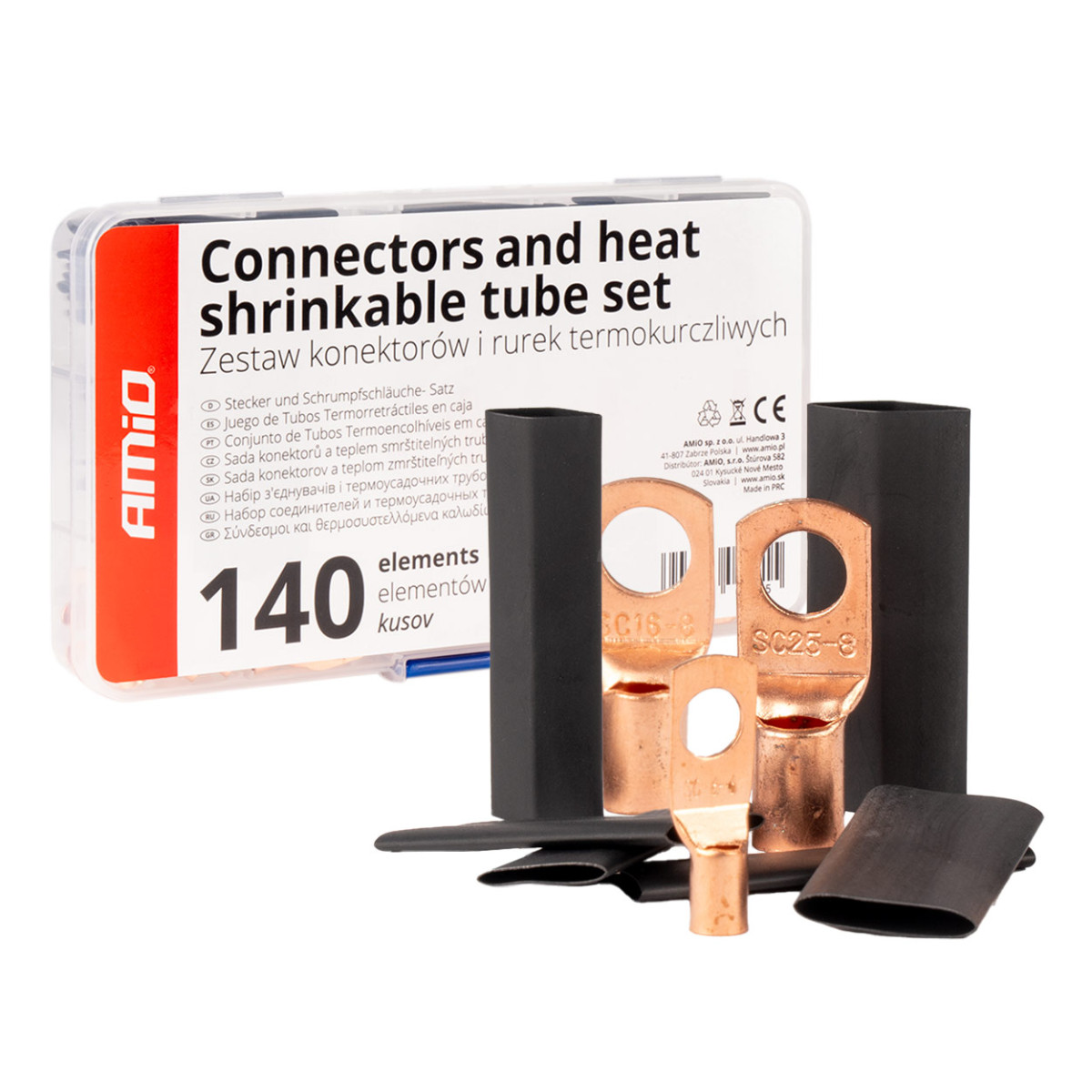 Heat shrinkable wire connectors and sleeves, 140 pcs. AMIO-04121