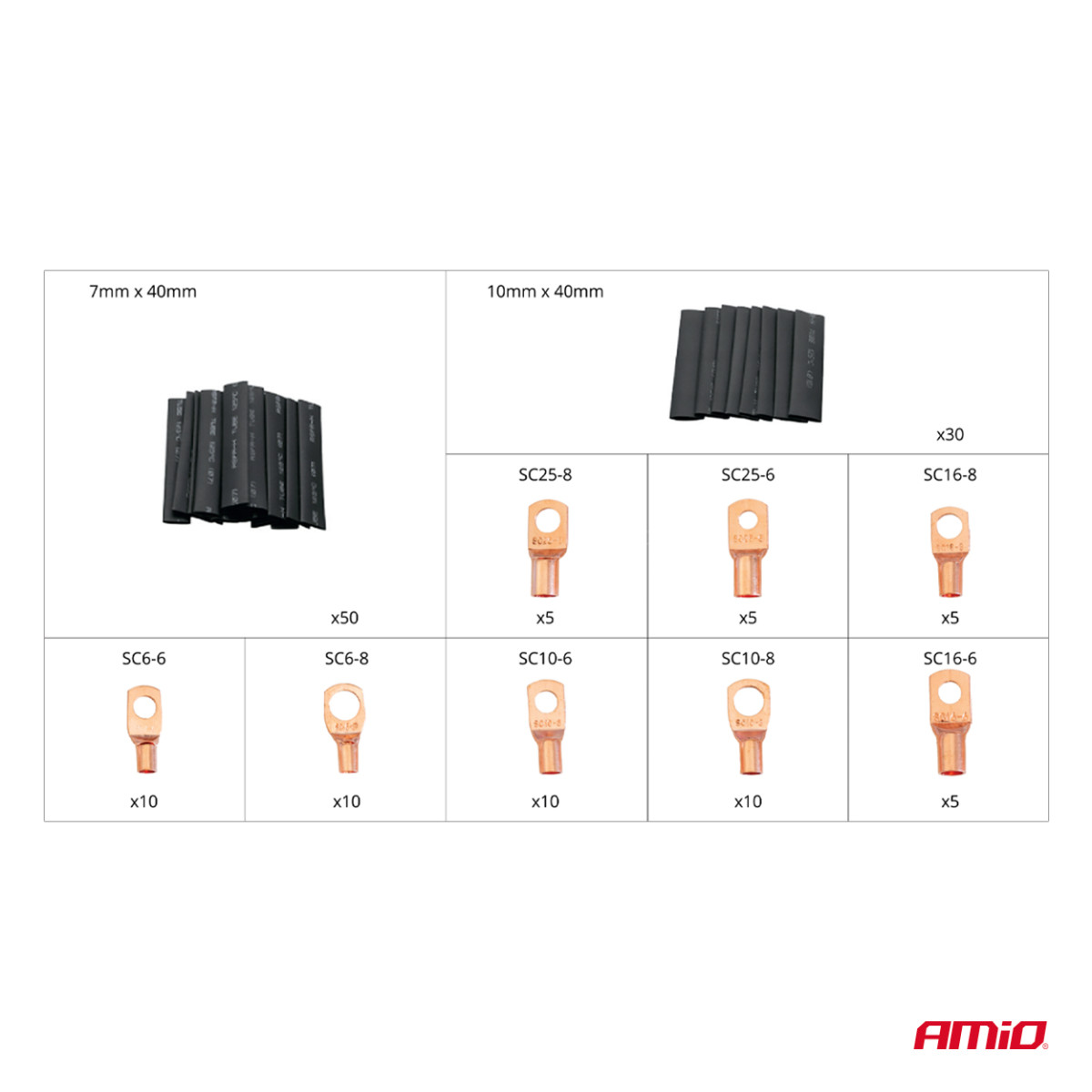 Heat shrinkable wire connectors and sleeves, 140 pcs. AMIO-04121