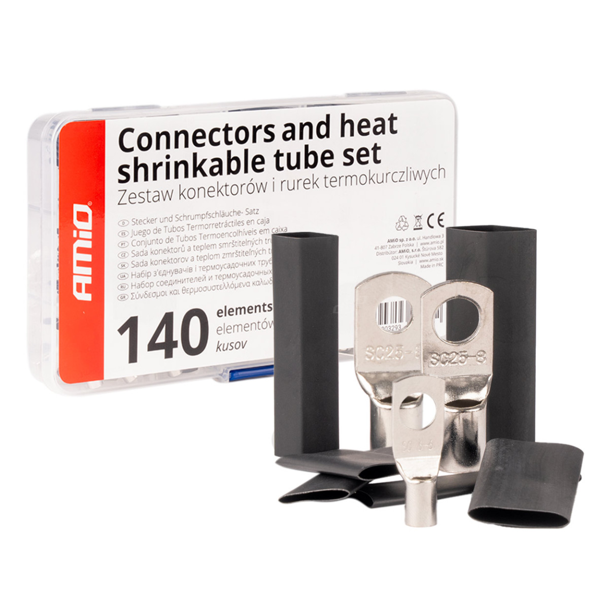 Heat shrinkable wire connectors and sleeves, 140 pcs. AMIO-04122
