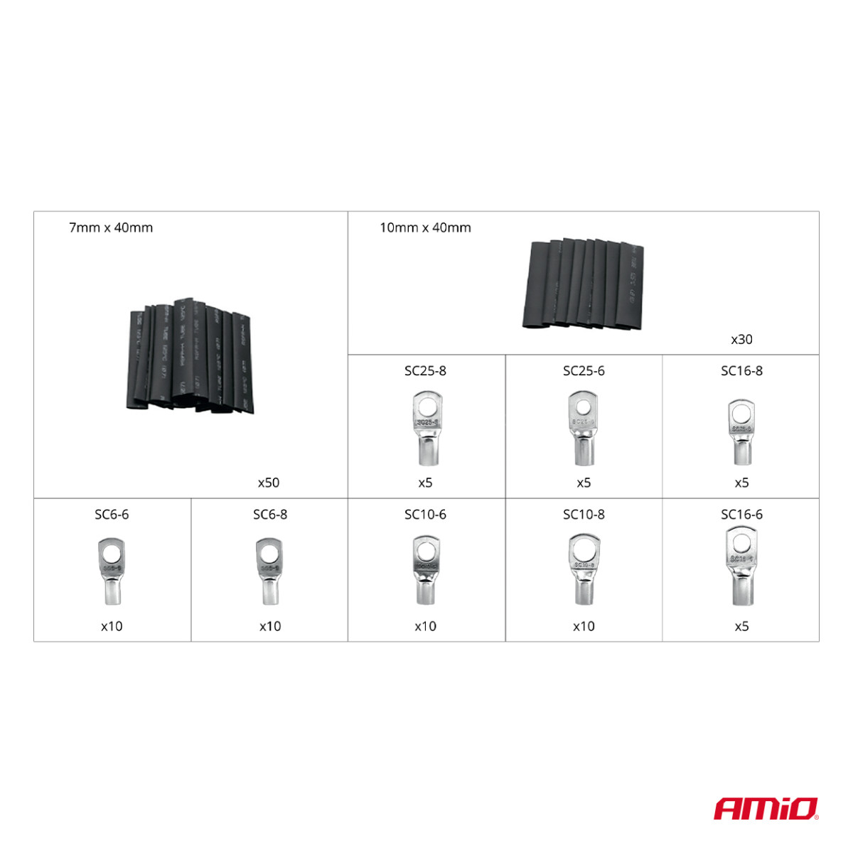 Heat shrinkable wire connectors and sleeves, 140 pcs. AMIO-04122