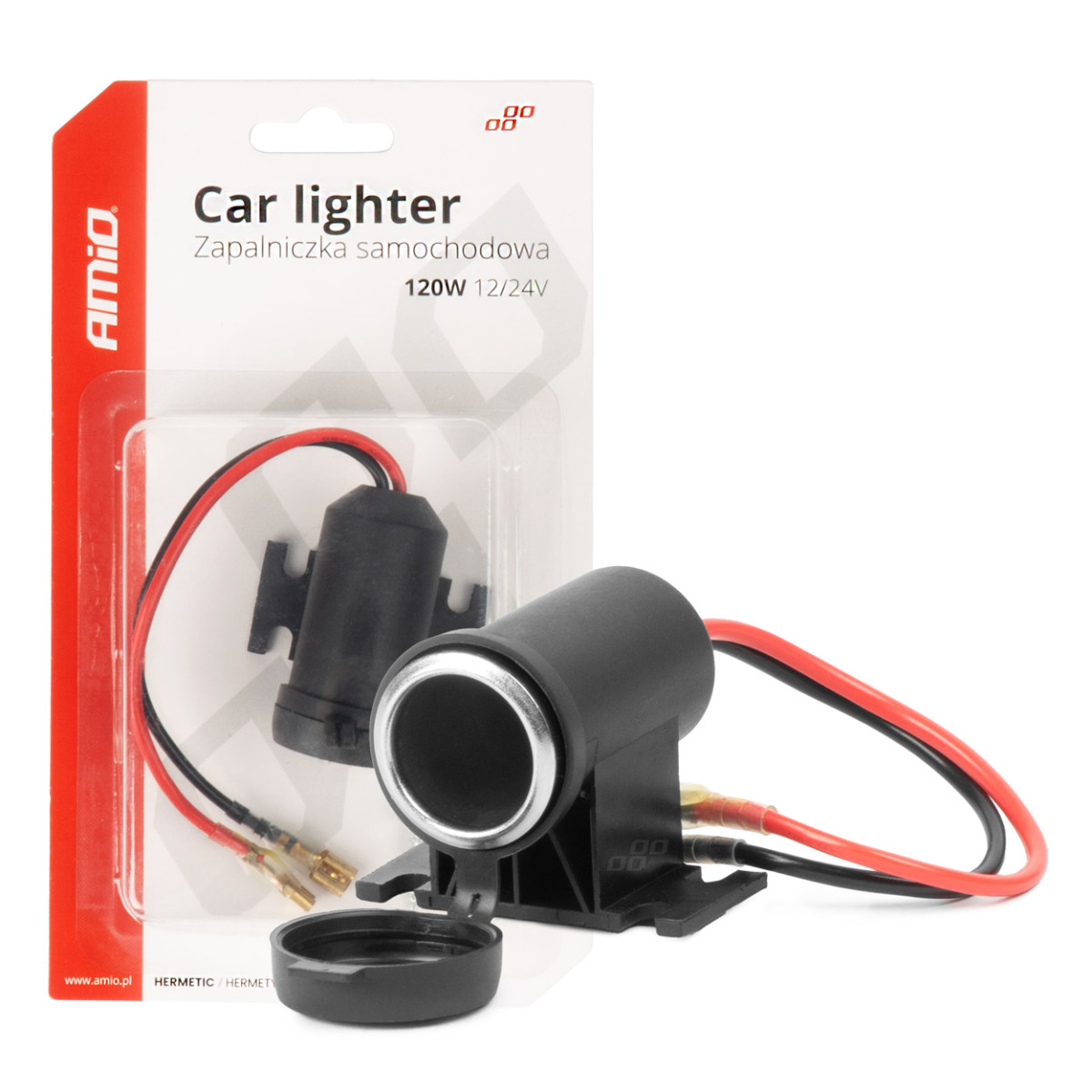 Hermetic car power socket 12/24V AMIO-04129