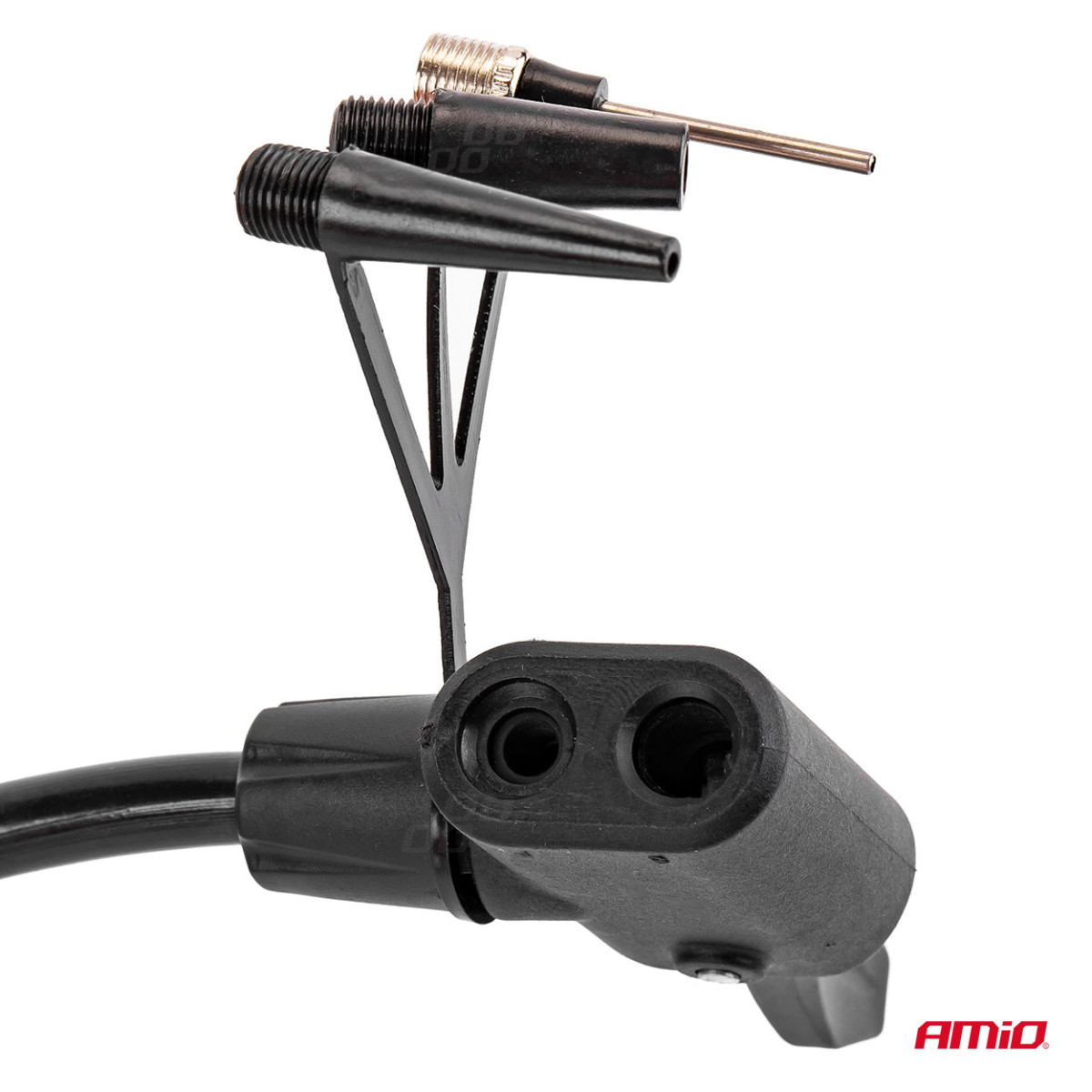 HQ double piston foot pump 2×Ø45 mm with pressure gauge and adapters PU07