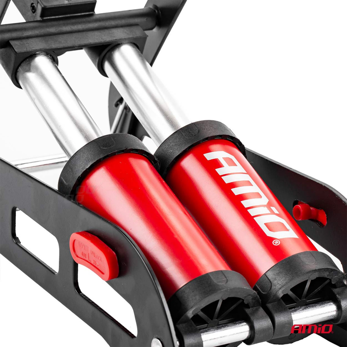 HQ double piston foot pump 2×Ø45 mm with pressure gauge and adapters PU07