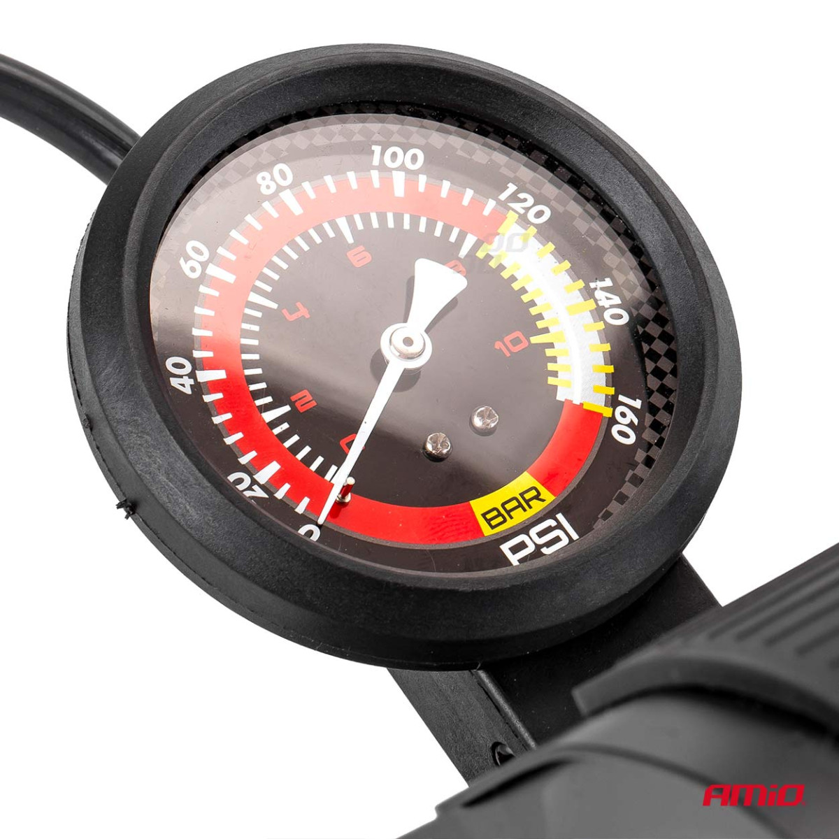 HQ double piston foot pump 2×Ø45 mm with pressure gauge and adapters PU07