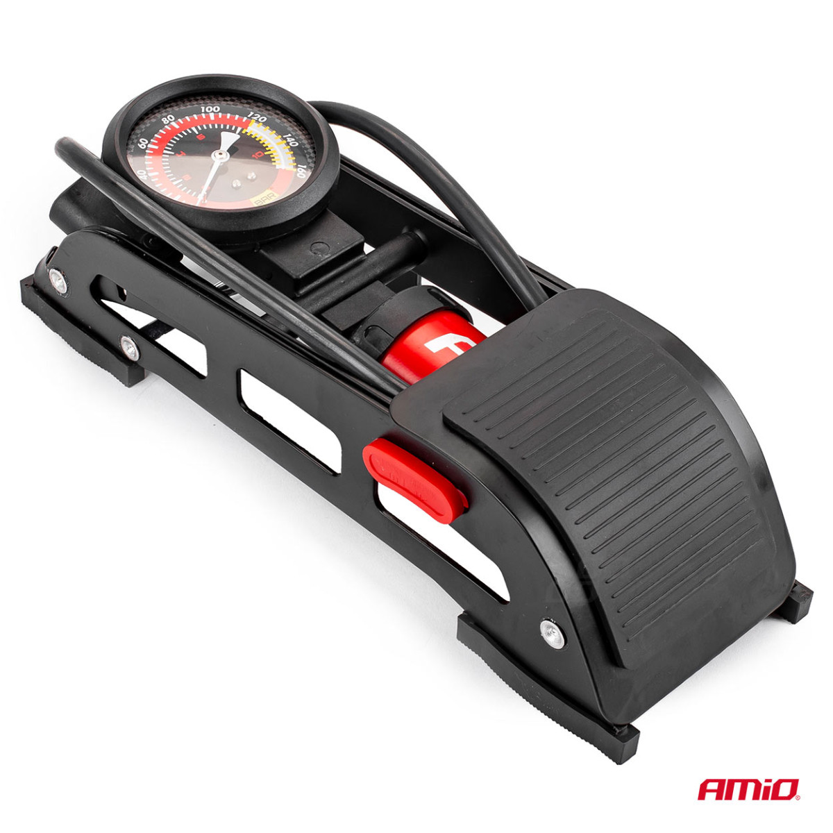 HQ single piston foot pump Ø55 mm with manometer and adapters PU06