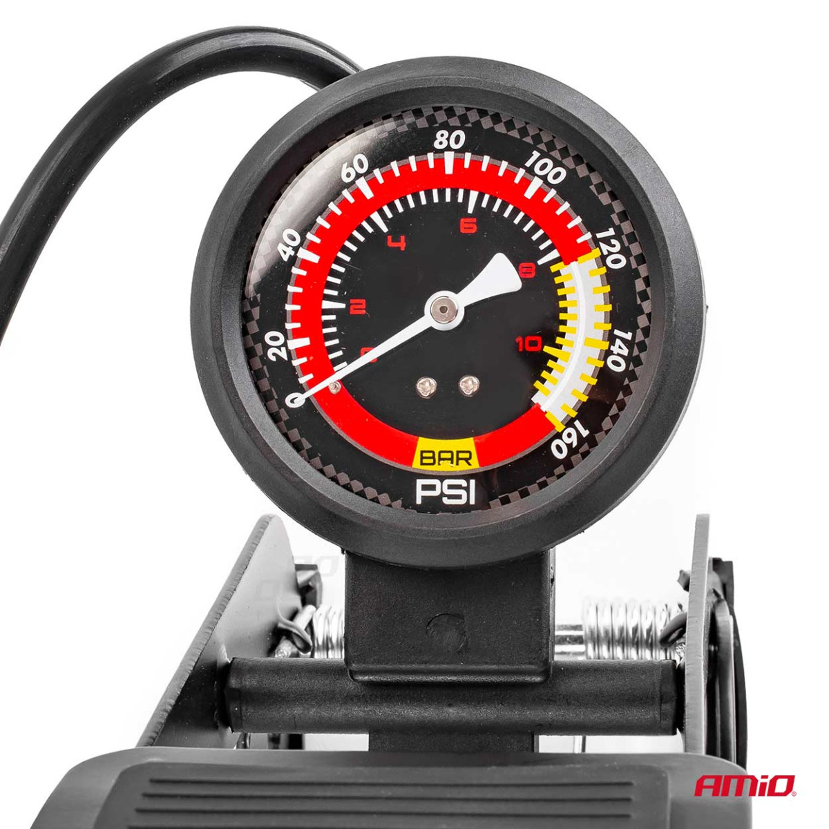 HQ single piston foot pump Ø55 mm with manometer and adapters PU06