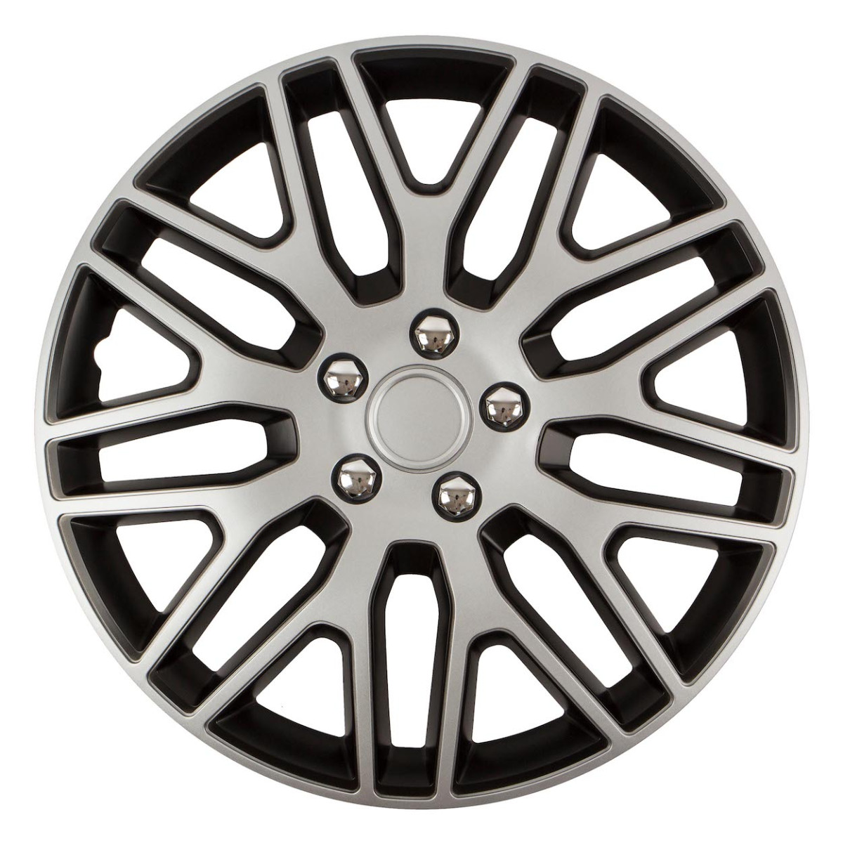 Wheel cover 1 pc. Dakar NC, black and silver with chrome screws 16"