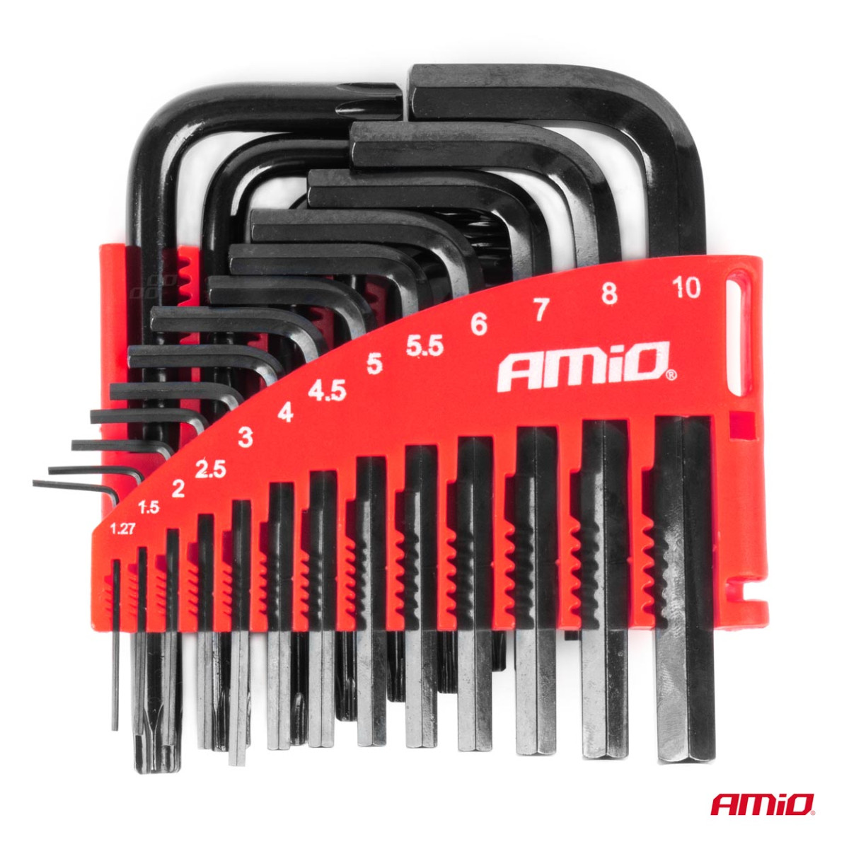 HEX and TORX key set CRV, black, 22 pcs., AMIO-04297