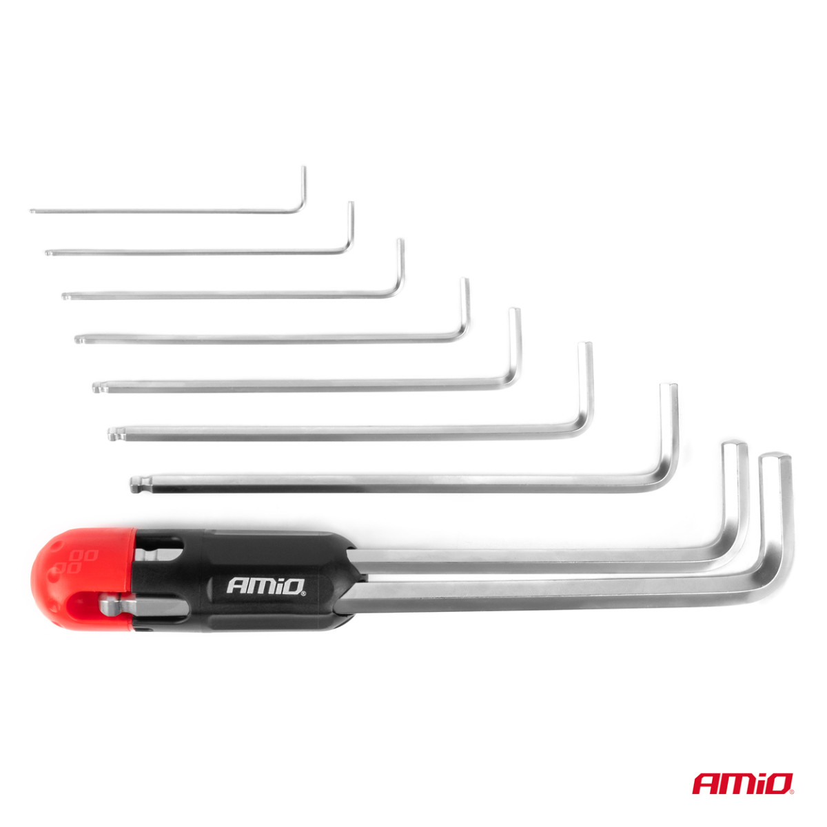 Long HEX (Allen) keys with ball, 9 pcs., CR-V AMIO-04303