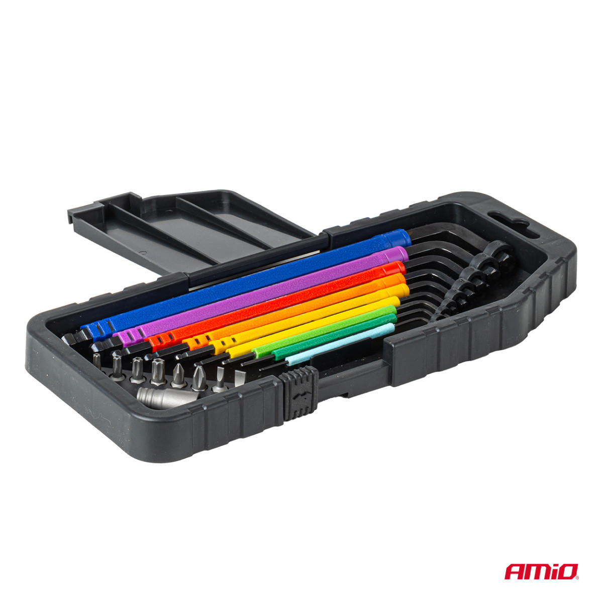 HEX (Allen) keys with ball and bit set, 18 pcs., CR-V AMIO-04787