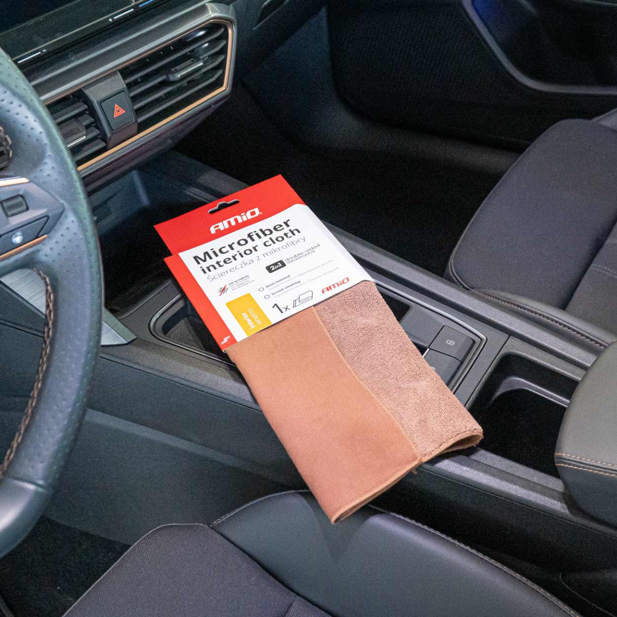 Microfiber cloth 2in1 CORAL+SUEDE 30×30 cm, 500 g/m², AMIO-03982