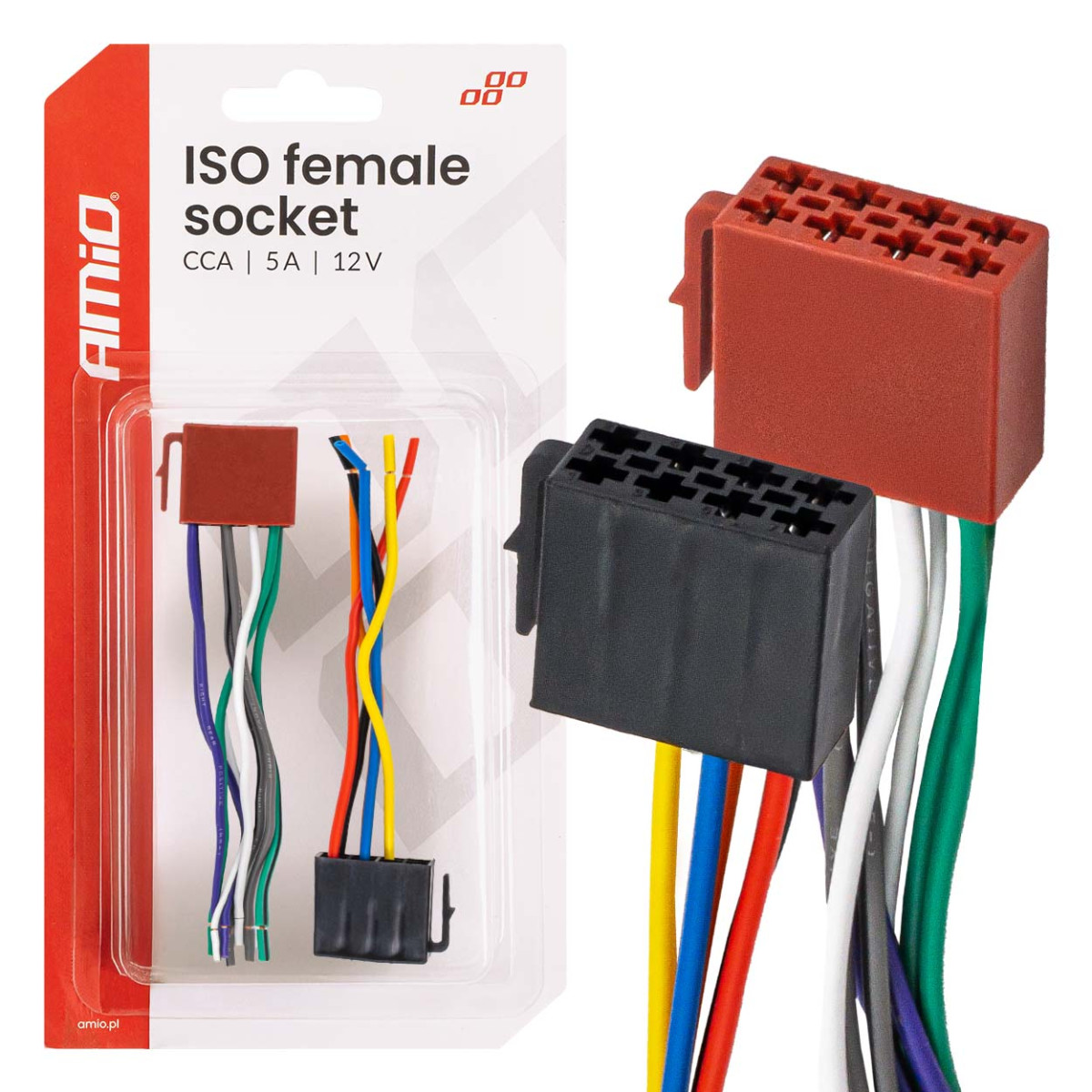 ISO CCA 5A 12V female connector, AMIO-04444