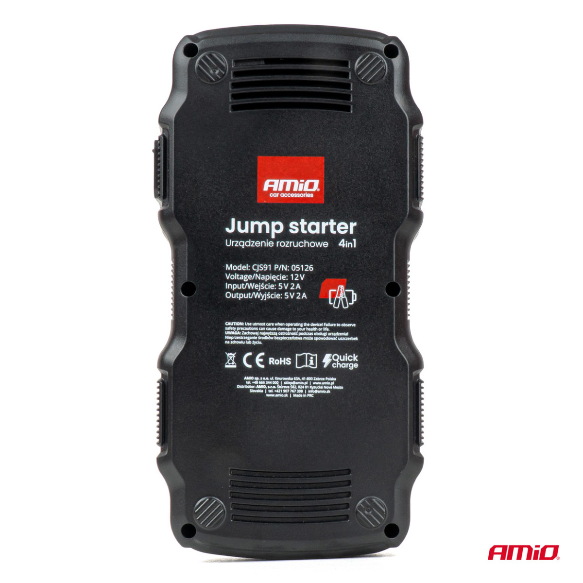 4-in-1 jump starter with compressor / Powerbank 12V 17Ah 900A, AMIO-05126