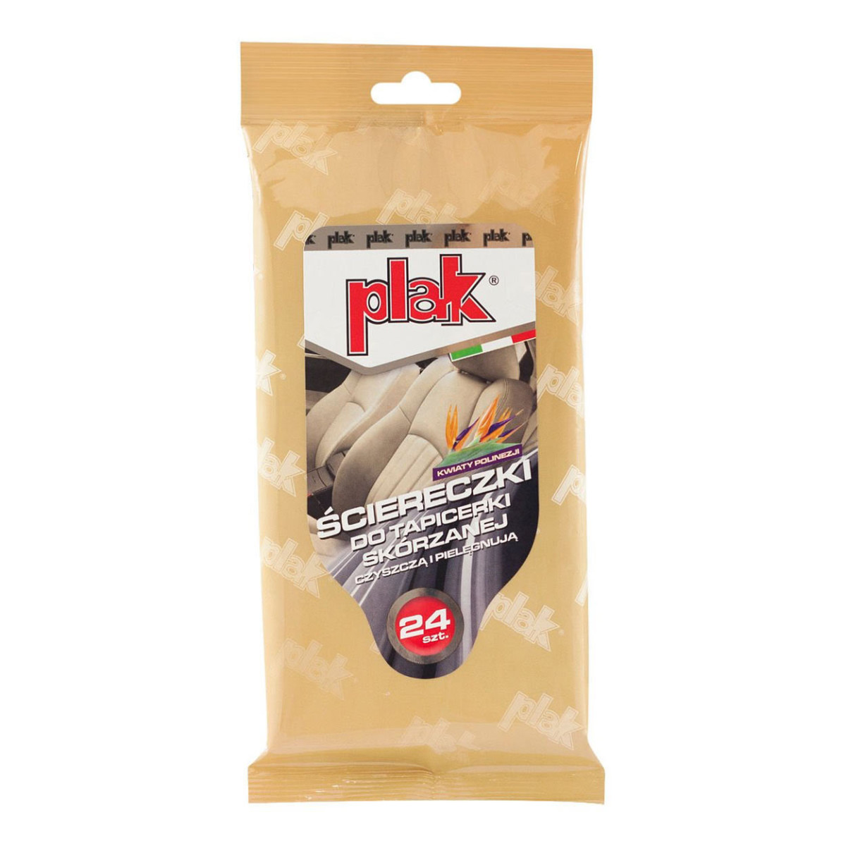 PLAK leather cleaning wipes, 24 pcs., Polynesian floral scent