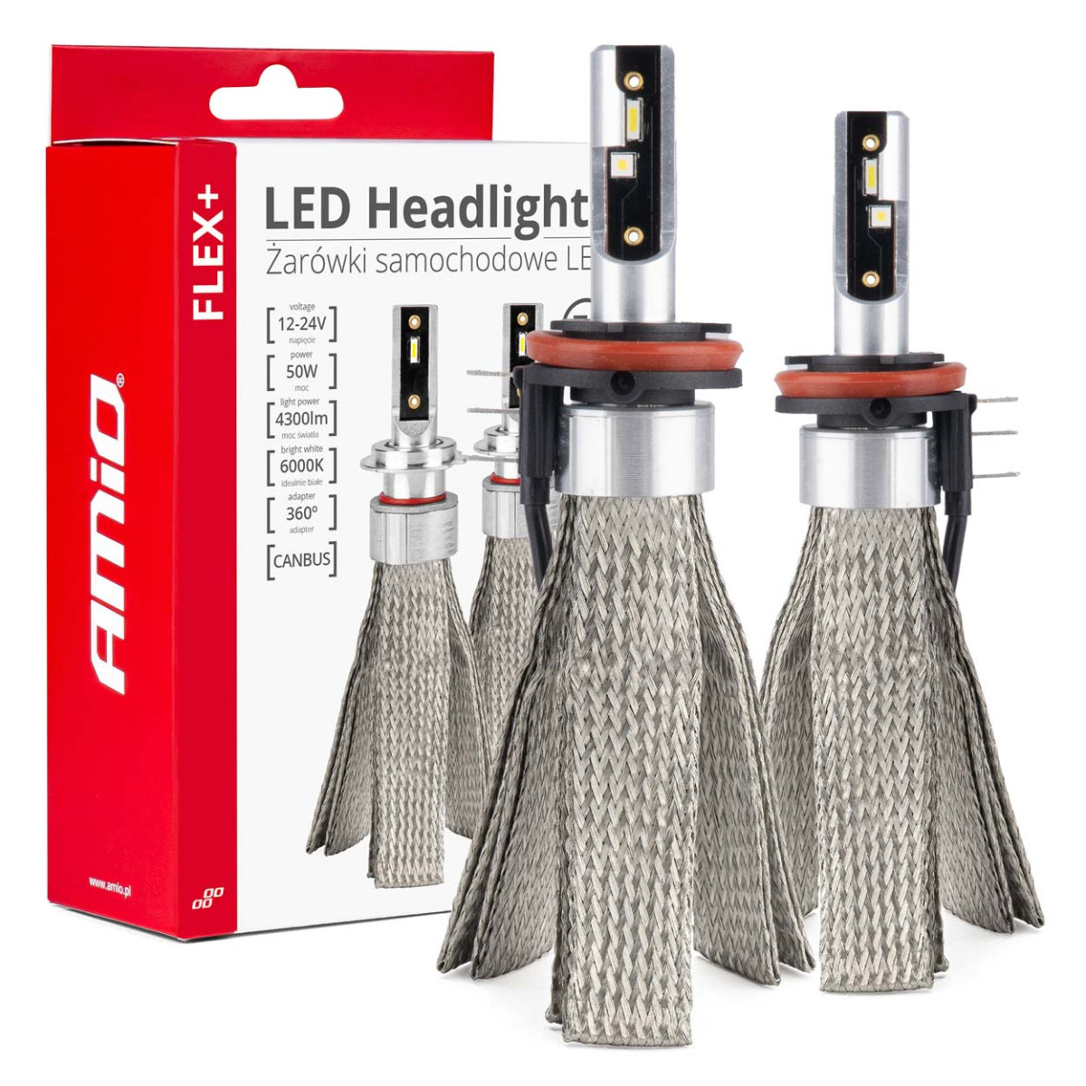 LED headlight bulbs FLEX+ H15 6000K series 12V 24V Canbus, 2pcs. AMIO-03666