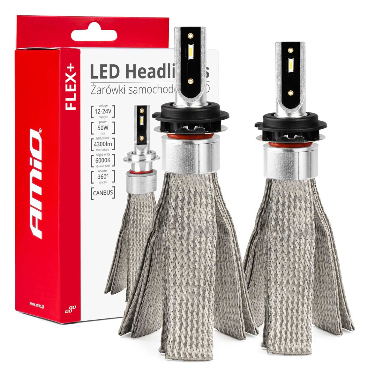 LED headlight bulbs FLEX+ Series H7-6 canbus 6000K 12-24V AMIO-03662