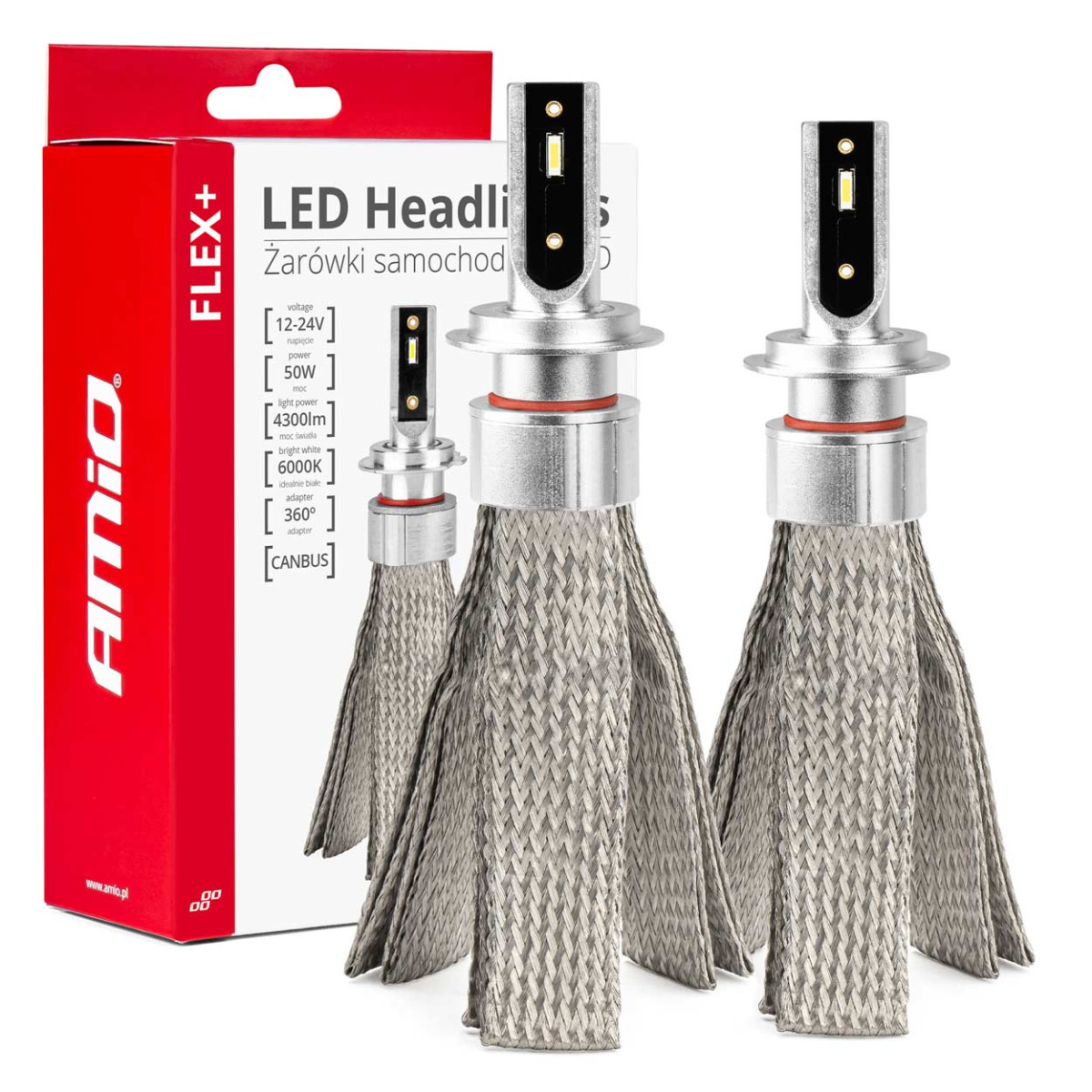 LED headlight bulbs FLEX+ Series H7 canbus 6000K 12-24V AMIO-03659