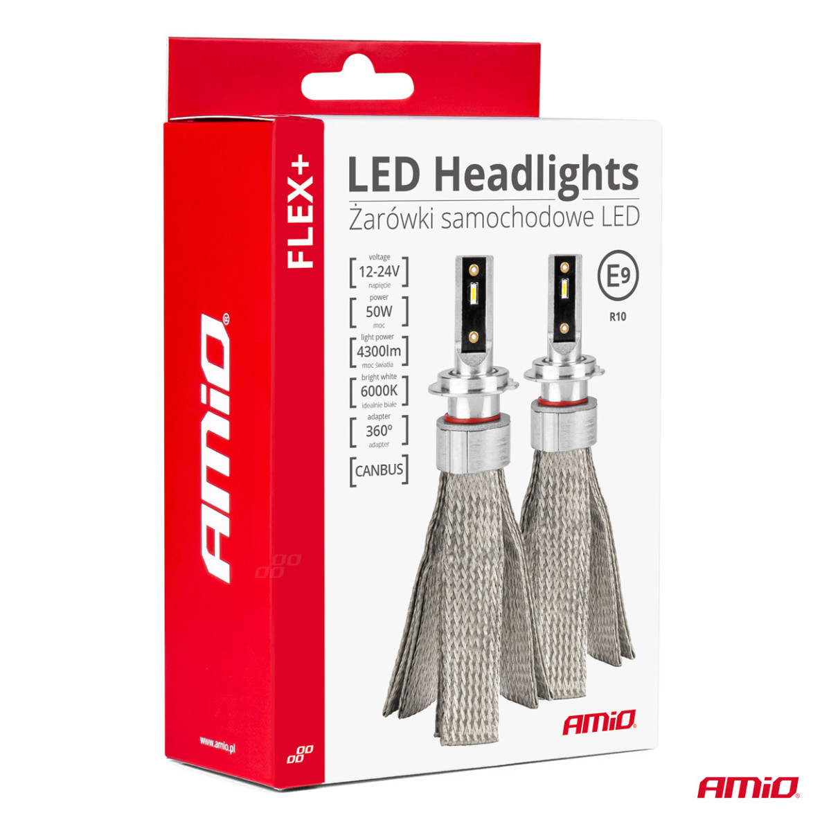 LED headlight bulbs FLEX+ Series H8 H9 H11 H16 canbus 6000K 12-24V AMIO-03663
