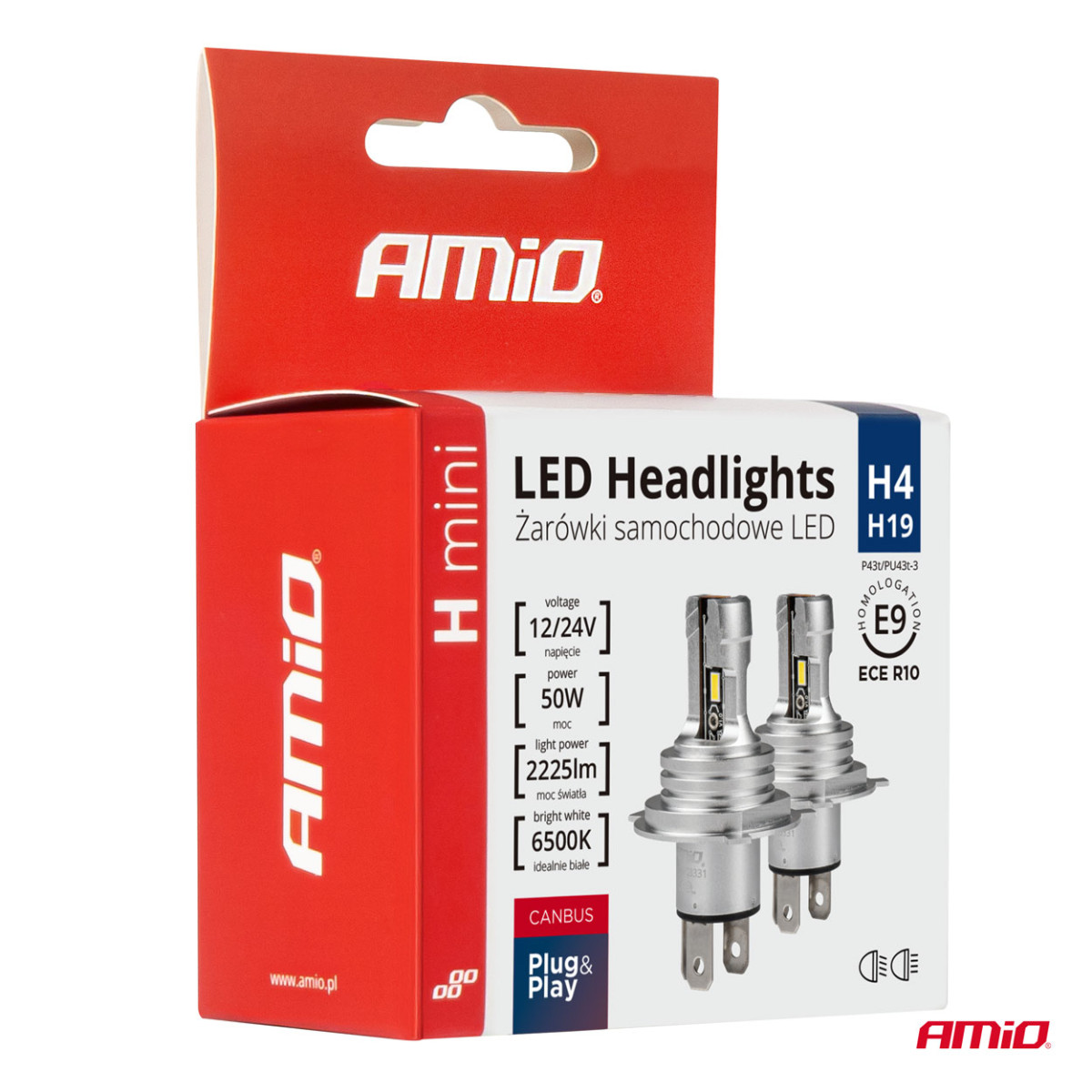 LED headlight bulbs H-mini Series H4/H19 AMiO-03331