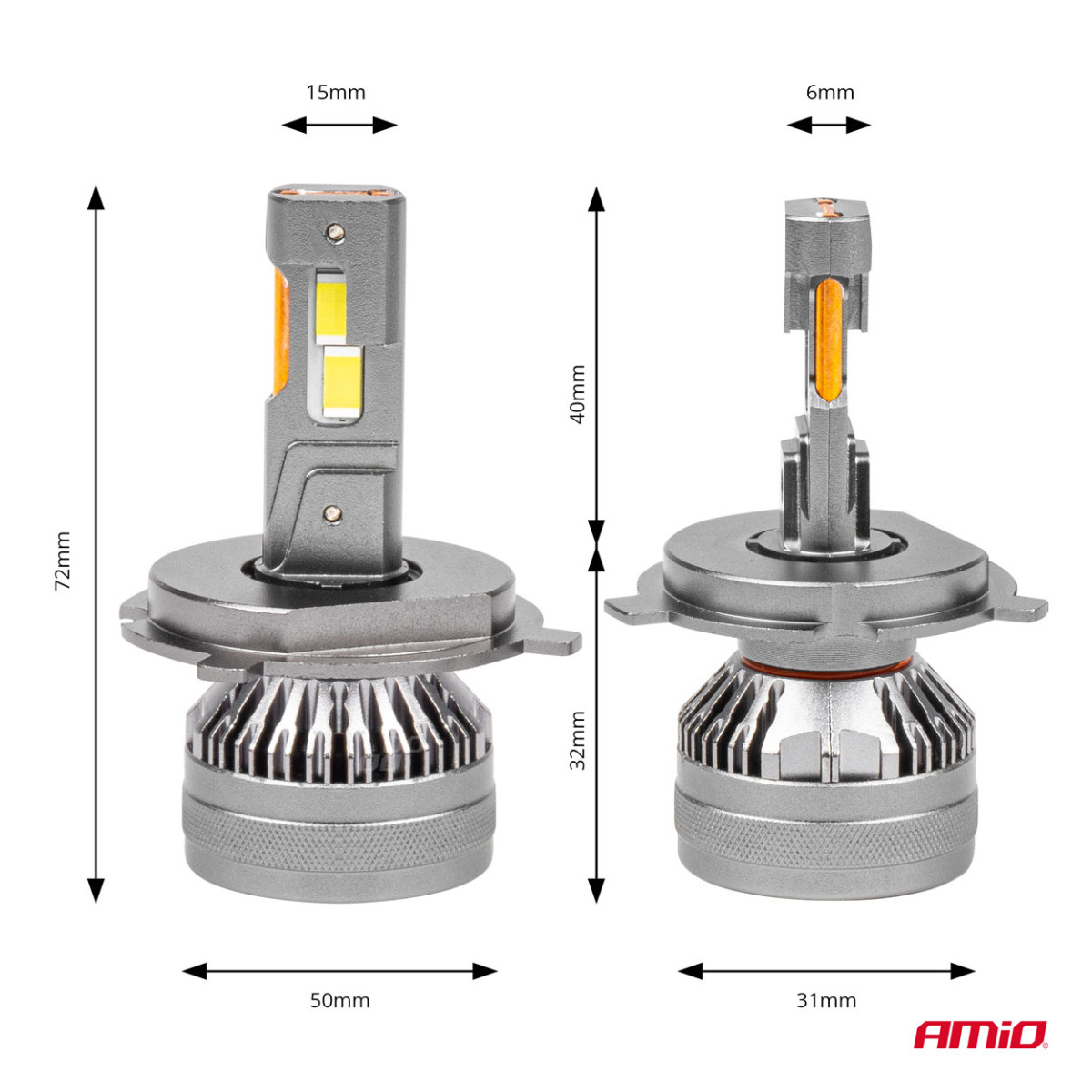 LED headlight bulbs HP Series H4/H19 12-24V AMiO-03673