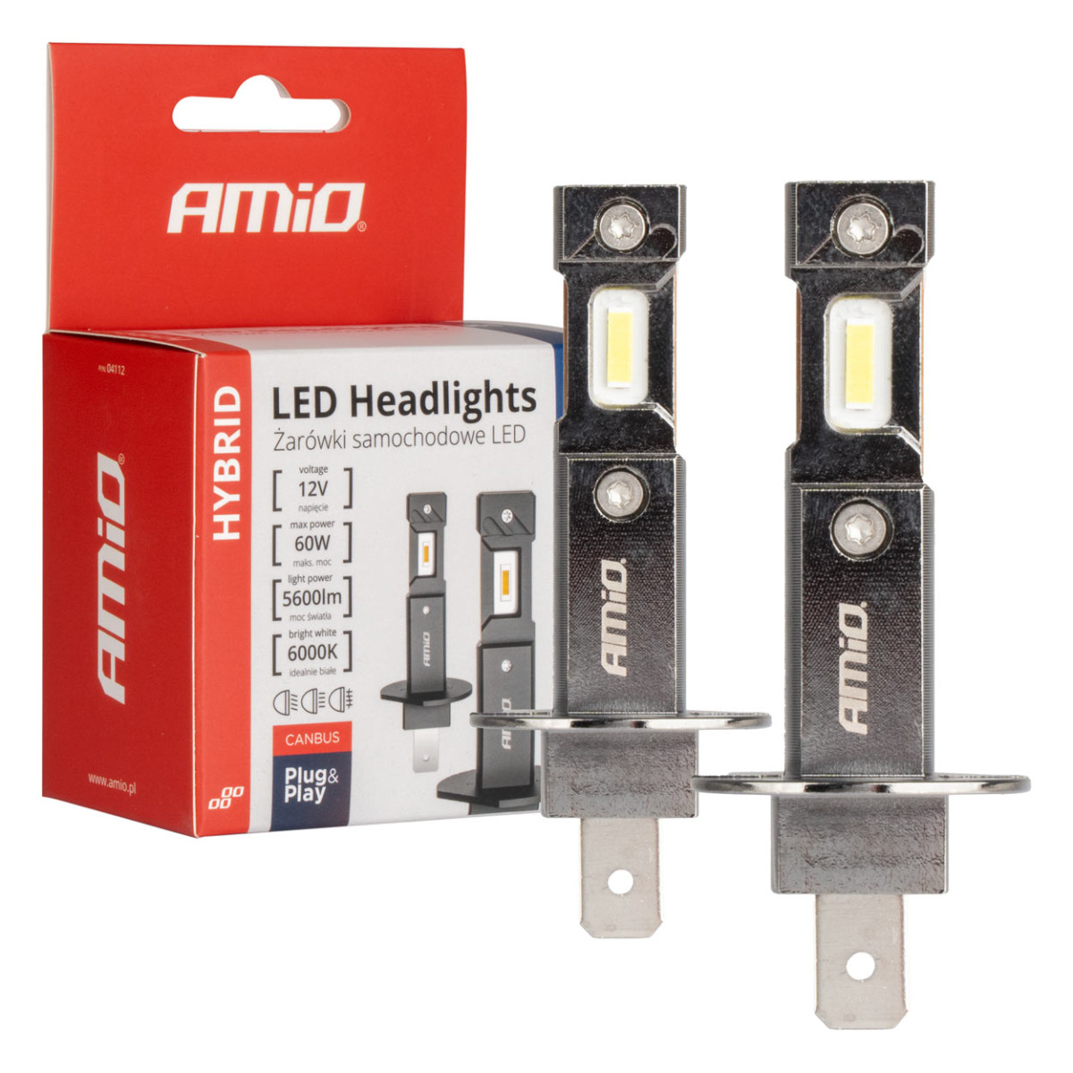 LED headlight bulbs Hybrid H1 6000K Canbus 60W AMIO-04112